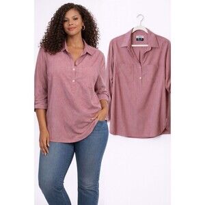 Magellan Outdoors Fish Gear Pullover Top Camp Shirt Size 1X Pink